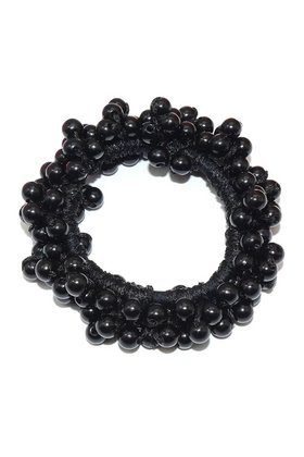 Scrunchie/haarelastiek met zwarte parels *