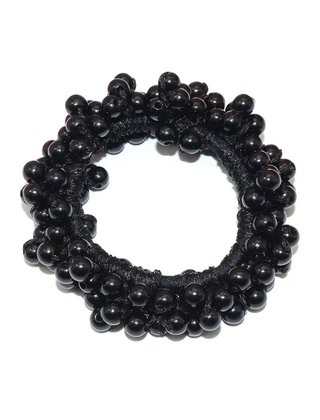 Scrunchie/haarelastiek met zwarte parels *