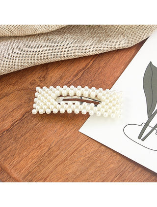 Haarknip met pareltjes rechthoekvorm *