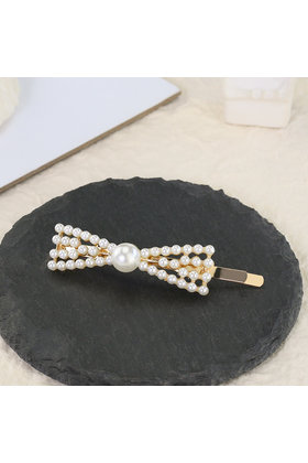Haarspeld / haarschuif met parels strik