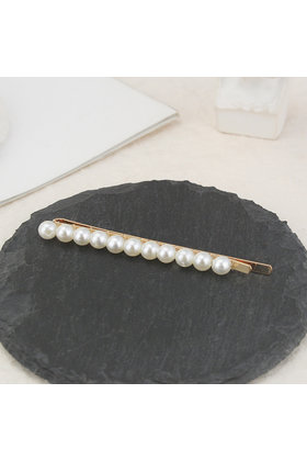 Haarspeld / haarschuif met parels langwerpig