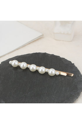 Haarspeld / haarschuif met grote en kleine parels