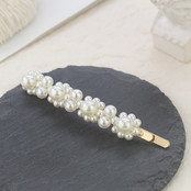 Haarspeld / haarschuif met vier parelbloemetjes