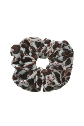 Scrunchie panterprint klein velvet zwart/bruin/grijs *