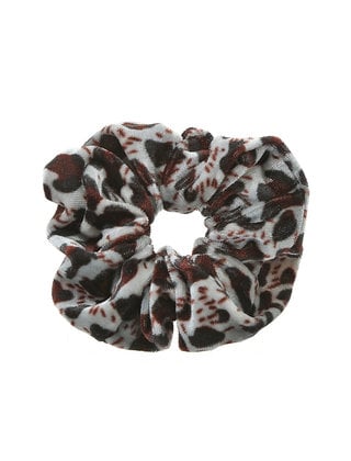 Scrunchie panterprint klein velvet zwart/bruin/grijs *