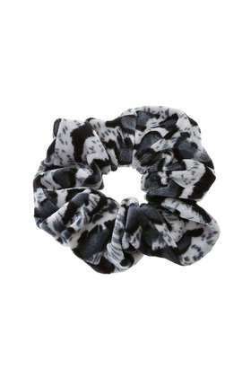 Scrunchie panterprint groot velvet zwart/grijs *