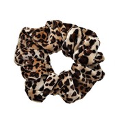 Scrunchie panterprint klein velvet zwart/bruin/crème