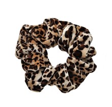 Scrunchie panterprint klein velvet zwart/bruin/crème