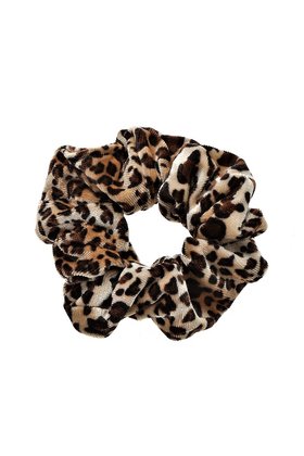 Scrunchie panterprint klein velvet zwart/bruin/crème *