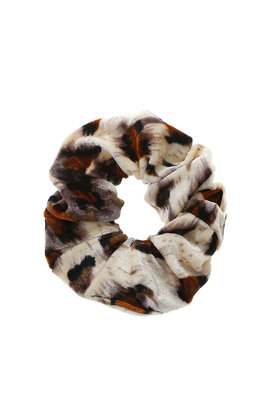 Scrunchie panterprint groot velvet zwart/bruin/crème *