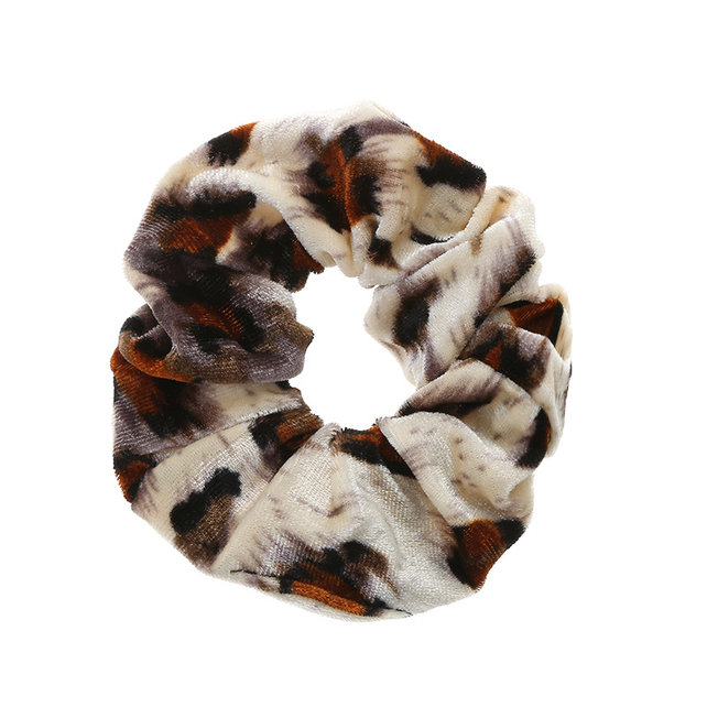 Scrunchie panterprint groot velvet zwart/bruin/crème