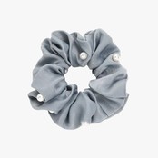 Scrunchie met parels grijsblauw