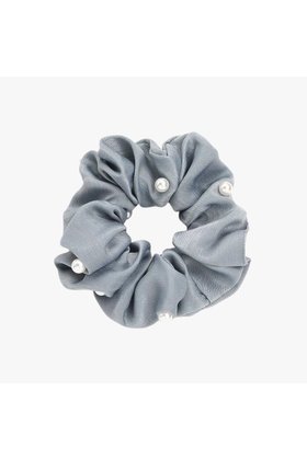 Scrunchie met parels grijsblauw *