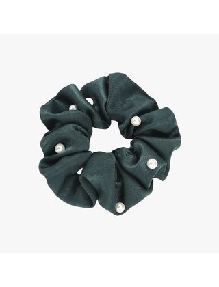 Scrunchie met parels donkergroen *