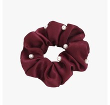 Scrunchie met parels bordeaux rood