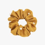 Scrunchie met parels mosterd
