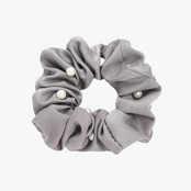 Scrunchie met parels grijs