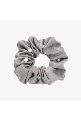 Scrunchie met parels grijs *