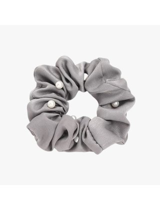 Scrunchie met parels grijs *