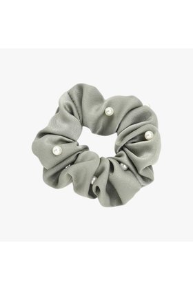 Scrunchie met parels olijfgroen *