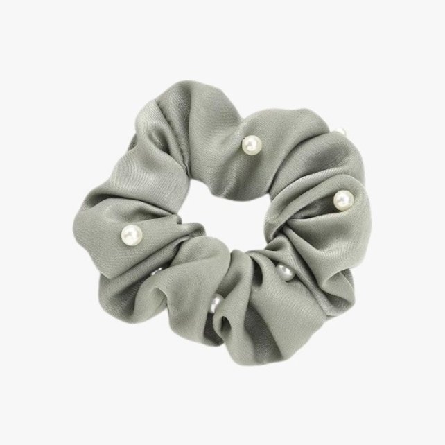 Scrunchie met parels olijfgroen