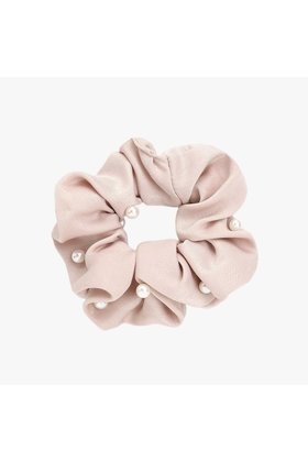 Scrunchie met parels beige *