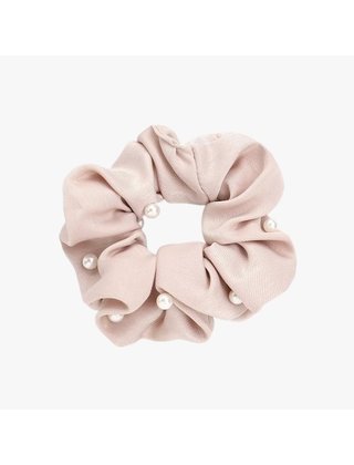 Scrunchie met parels beige *
