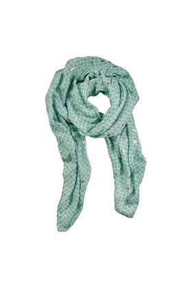 Viscose sjaal geometrische print met gouden details - wit/groen *