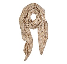 Viscose sjaal bessenprint met gouden details - wit/beige/bruin