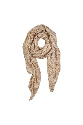 Viscose sjaal bessenprint met gouden details - wit/beige/bruin *