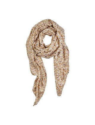 Viscose sjaal bessenprint met gouden details - wit/beige/bruin *