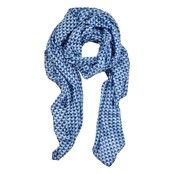 Viscose sjaal pauwenverenprint met gouden details - wit/blauw