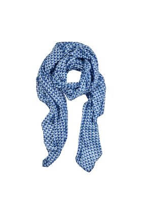 Viscose sjaal pauwenverenprint met gouden details - wit/blauw *