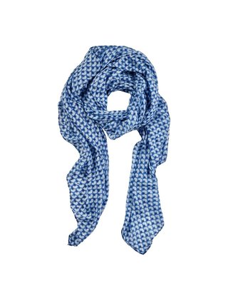 Viscose sjaal pauwenverenprint met gouden details - wit/blauw *