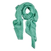 Viscose sjaal pauwenverenprint met gouden details - wit/groen