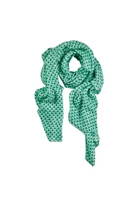 Viscose sjaal pauwenverenprint met gouden details - wit/groen *