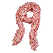 Viscose sjaal kleine rode bladerenprint met gouden details - wit/rood