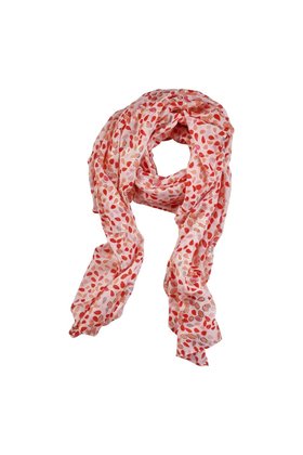 Viscose sjaal bladerenprint met gouden details - wit/rood *