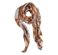 Viscose sjaal grote bloemenprint- bruin/crème/groen