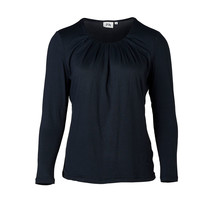 Dames lange mouwen shirt plooien marine