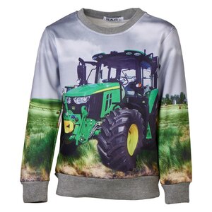 Jongens trui grijs met John Deere tractor groen geel