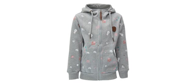 Meisjesvest lichtgrijs met bloemetjes