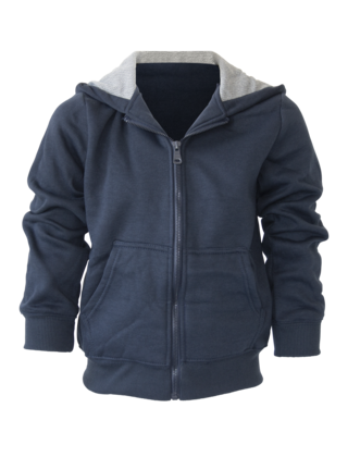 Jongens vest donkerblauw met capuchon *