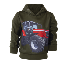 Jongens trui hoodie met tractor MF groen *