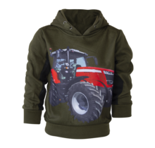 Jongens trui hoodie met tractor MF groen