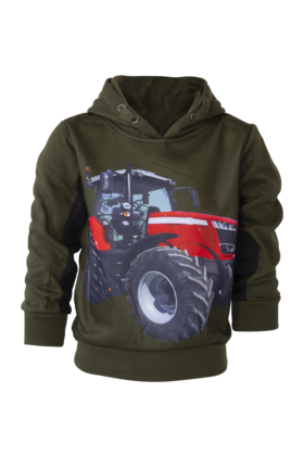 Jongens trui hoodie met tractor MF groen *