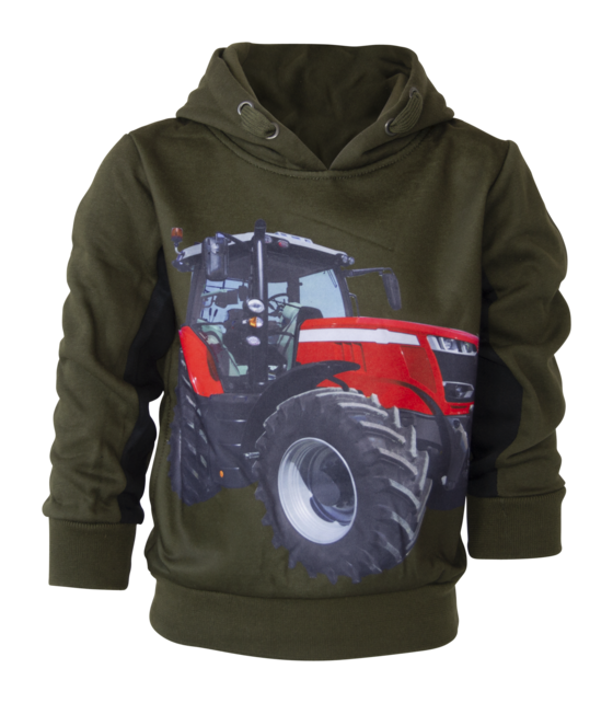 Jongens trui hoodie met tractor MF groen *