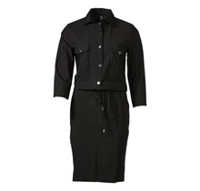 Damesjurk travelstof 3/4 mouw - zwart *