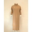 Dames gebreide jurk lange mouwen en col - camel/cognac