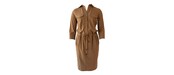 Damesjurk travelstof 3/4 mouwen met strik-ceintuur en knopen - khaki